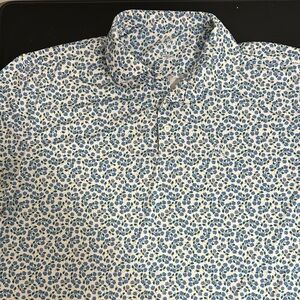 Rhoback Blue Floral Casual Button-Down Shirt